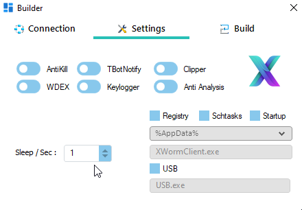 Settings tab