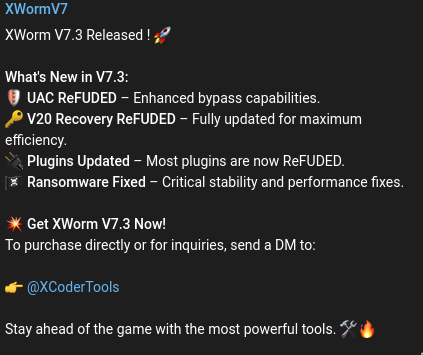 XWorm 7.3 announcement